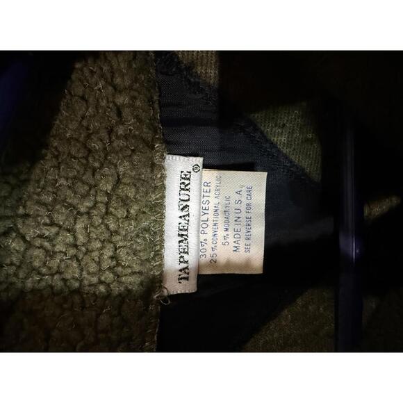 80s Men's Olive Green Fleece Vest with Red and Navy Zigzag Stripe S/M - Picture 5 of 6